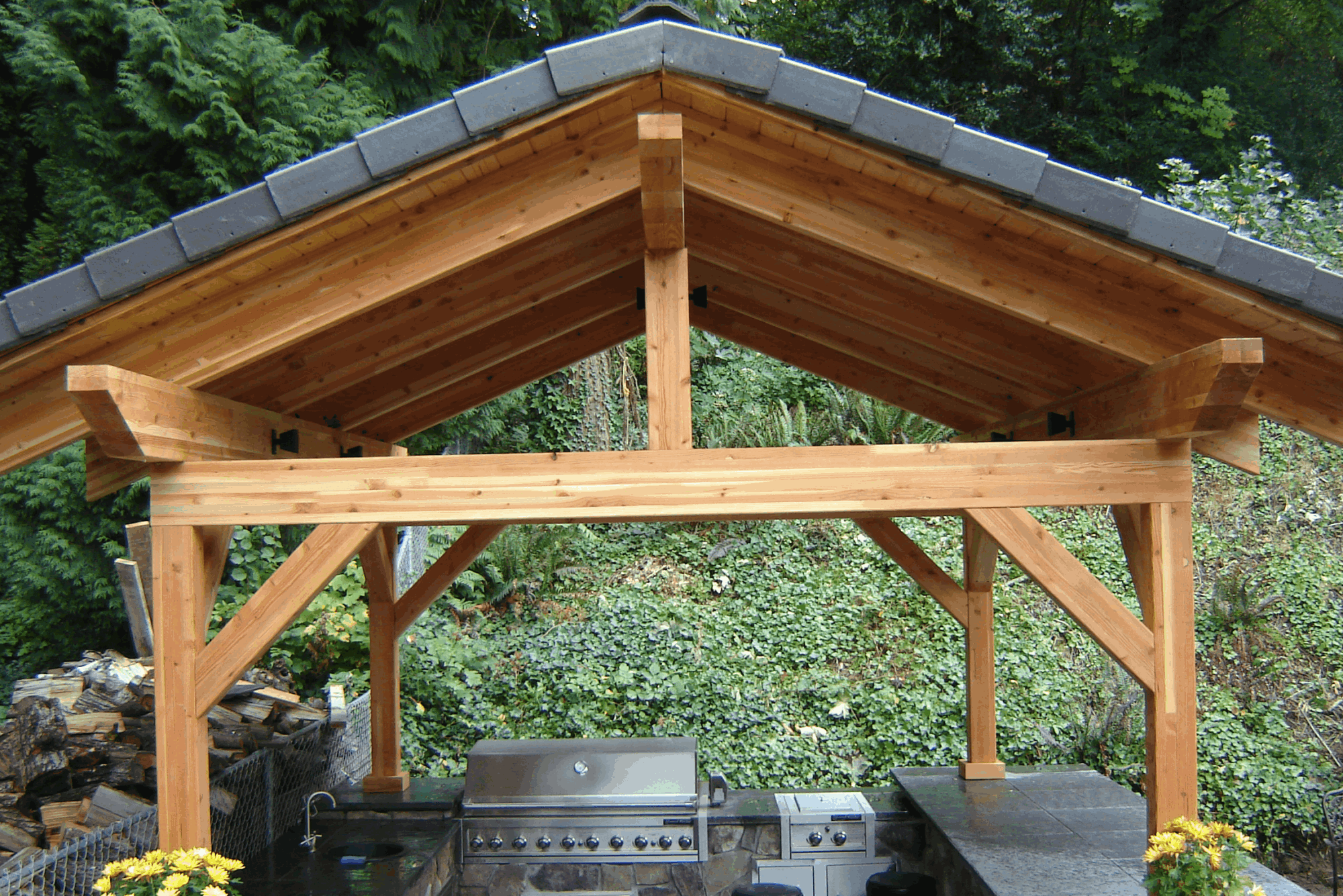 Shelters from sun and rain enhance the outdoor experience.